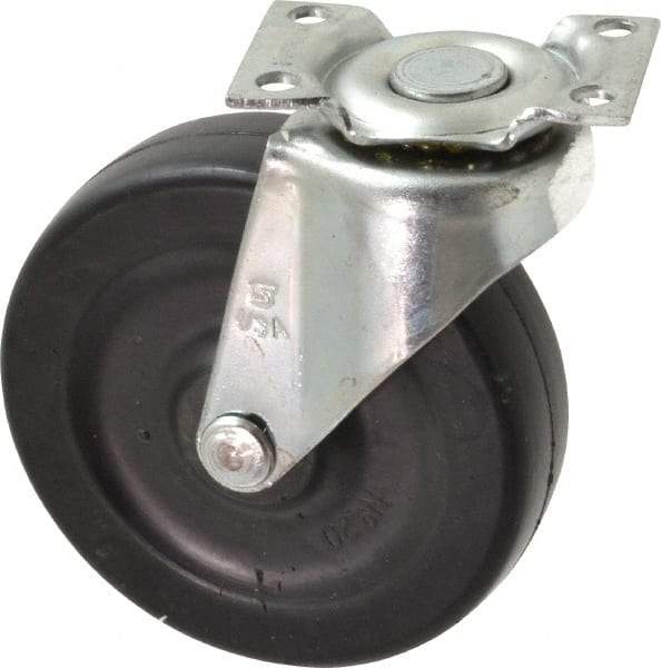 Shepherd - 3" Diam x 13/16" Wide x 3-1/2" OAH Top Plate Mount Swivel Caster - Soft Rubber, 110 Lb Capacity, Nylon Bearing, 1-3/16 x 2" Plate - Americas Industrial Supply