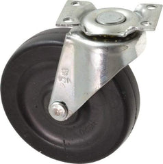 Shepherd - 3" Diam x 13/16" Wide x 3-1/2" OAH Top Plate Mount Swivel Caster - Soft Rubber, 110 Lb Capacity, Nylon Bearing, 1-3/16 x 2" Plate - Americas Industrial Supply