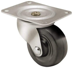 Shepherd - 3" Diam x 1-1/4" Wide x 3-13/16" OAH Top Plate Mount Swivel Caster - Soft Rubber, 150 Lb Capacity, Nylon Bearing, 3-1/8 x 4-1/8" Plate - Americas Industrial Supply