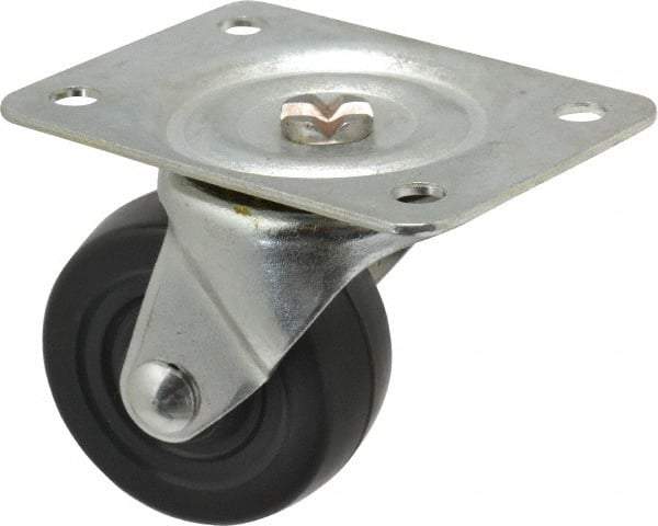 Shepherd - 2-1/2" Diam x 1-1/8" Wide x 3-1/4" OAH Top Plate Mount Swivel Caster - Hard Rubber, 175 Lb Capacity, Nylon Bearing, 2-3/4 x 3-7/8" Plate - Americas Industrial Supply