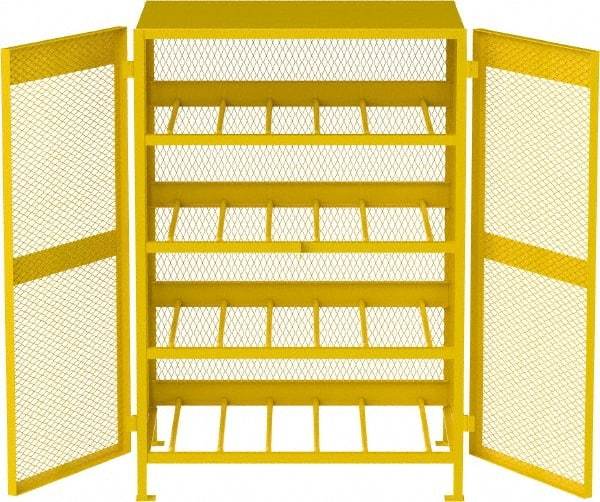 Jamco - 4 Shelf Gas Cylinder Storage Cabinet - Steel, 49" Wide x 38" Deep x 70" High, Safety Yellow - Americas Industrial Supply