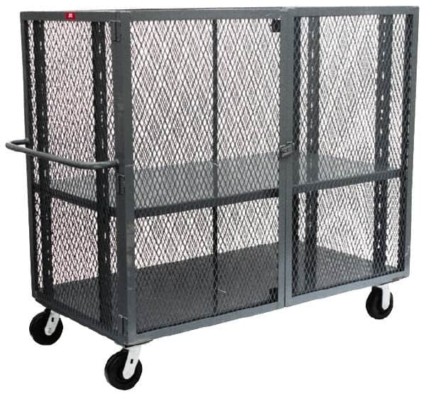 Jamco - 3,000 Lb Capacity, 2 Shelf, Steel Mesh Security Truck - 60" Long x 24" Wide x 57" High, 6" Diam Wheels - Americas Industrial Supply