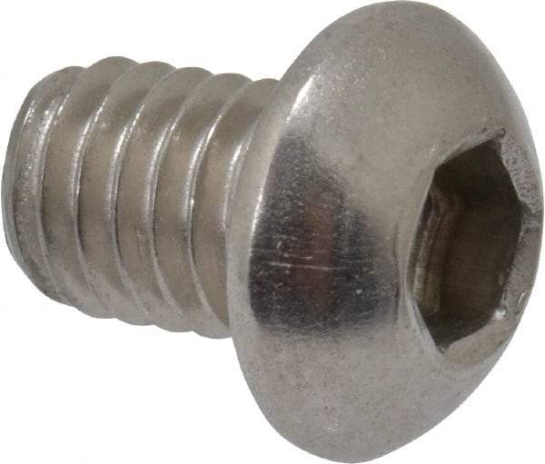 Value Collection - M6x1.00 Metric Coarse Hex Socket Drive, Button Screw - Grade 18-8 & Austenitic A2 Stainless Steel, Uncoated, Fully Threaded, 8mm Length Under Head - Americas Industrial Supply
