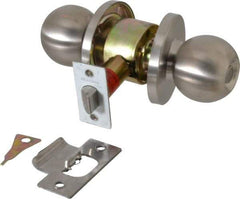 Master Lock - Up to 1-3/4" Door Thickness, Brushed Chrome Privacy Knob Lockset - 2-3/4" Back Set, Keyless Cylinder - Americas Industrial Supply