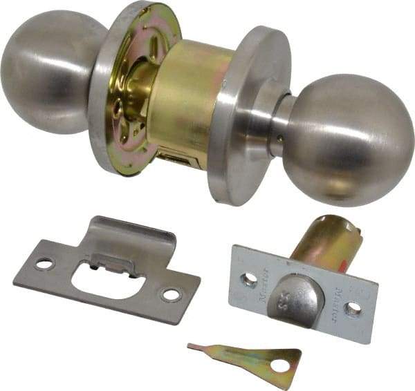 Master Lock - Up to 1-3/4" Door Thickness, Brushed Chrome Passage Knob Lockset - 2-3/4" Back Set, Keyless Cylinder - Americas Industrial Supply