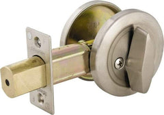 Master Lock - Up to 2" Door Thickness, Brushed Chrome Finish, One Sided Deadbolt - Keyless Cylinder - Americas Industrial Supply