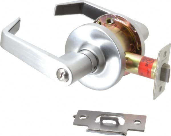 Master Lock - Grade 2 Privacy Lever Lockset - 2-3/4" Back Set, Keyless Cylinder, Brushed Chrome Finish - Americas Industrial Supply