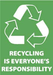 NMC - "Recycling Is Everyone's Responsibility", 10" Long x 14" Wide, Rigid Plastic Safety Sign - Rectangle, 0.05" Thick, Use for Restroom, Janitorial & Housekeeping - Americas Industrial Supply