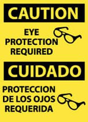 NMC - "Caution - Eye Protection Required", 14" Long x 10" Wide, Rigid Plastic Safety Sign - Rectangle, 0.05" Thick, Use for Accident Prevention - Americas Industrial Supply