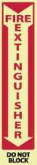 NMC - Fire Extinguisher - Do Not Block, Pressure Sensitive Vinyl Fire Sign - 4" Wide x 18" High, Glow-in-the-Dark - Americas Industrial Supply