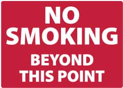 NMC - "No Smoking Beyond This Point", 10" Long x 14" Wide, Rigid Plastic Safety Sign - Rectangle, 0.05" Thick, Use for Smoking Regulations - Americas Industrial Supply