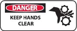 NMC - "Danger - Keep Hands Clear", 7" Long x 17" Wide, Rigid Plastic Safety Sign - Rectangle, 0.05" Thick, Use for Accident Prevention - Americas Industrial Supply