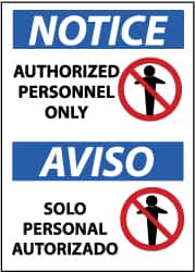 NMC - "Notice - Authorized Personnel Only", 14" Long x 10" Wide, Aluminum Safety Sign - Rectangle, 0.04" Thick, Use for Security & Admittance - Americas Industrial Supply