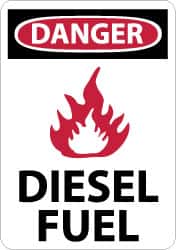 NMC - "Danger - Diesel Fuel", 14" Long x 10" Wide, Rigid Plastic Safety Sign - Rectangle, 0.05" Thick, Use for Hazardous Materials - Americas Industrial Supply