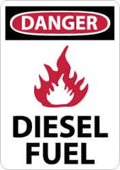 NMC - "Danger - Diesel Fuel", 14" Long x 10" Wide, Pressure-Sensitive Vinyl Safety Sign - Rectangle, 0.004" Thick, Use for Hazardous Materials - Americas Industrial Supply