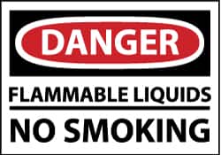 NMC - "Danger - Flammable Liquids - No Smoking", 10" Long x 14" Wide, Aluminum Safety Sign - Rectangle, 0.04" Thick, Use for Accident Prevention - Americas Industrial Supply
