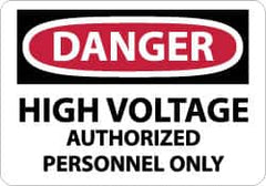 NMC - "Danger - High Voltage - Authorized Personnel Only", 10" Long x 14" Wide, Pressure-Sensitive Vinyl Safety Sign - Rectangle, 0.004" Thick, Use for Accident Prevention - Americas Industrial Supply