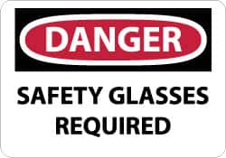 NMC - "Danger - Safety Glasses Required", 10" Long x 14" Wide, Rigid Plastic Safety Sign - Rectangle, 0.05" Thick, Use for Accident Prevention - Americas Industrial Supply