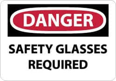 NMC - "Danger - Safety Glasses Required", 10" Long x 14" Wide, Rigid Plastic Safety Sign - Rectangle, 0.05" Thick, Use for Accident Prevention - Americas Industrial Supply
