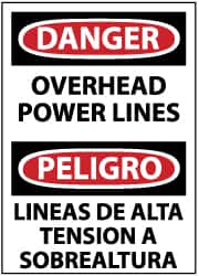 NMC - "Danger - Overhead Power Lines", 14" Long x 10" Wide, Aluminum Safety Sign - Rectangle, 0.04" Thick, Use for Accident Prevention - Americas Industrial Supply