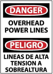 NMC - "Danger - Overhead Power Lines", 14" Long x 10" Wide, Aluminum Safety Sign - Rectangle, 0.04" Thick, Use for Accident Prevention - Americas Industrial Supply