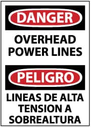 NMC - "Danger - Overhead Power Lines", 14" Long x 10" Wide, Rigid Plastic Safety Sign - Rectangle, 0.05" Thick, Use for Accident Prevention - Americas Industrial Supply