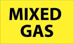 NMC - Hazardous Materials Label - Legend: Mixed Gas, English, Black & Yellow, 5" Long x 3" High, Sign Muscle Finish - Americas Industrial Supply