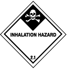 NMC - Accident Prevention Label - Legend: Inhalation Hazard, English, Black & White, 4" Long x 4" High, Sign Muscle Finish - Americas Industrial Supply