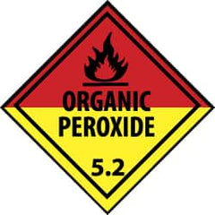NMC - Safety & Facility Label - Legend: Organic Peroxide 5.2, English, Black, Red, Black & Yellow, 4" Long x 4" High, Sign Muscle Finish - Americas Industrial Supply