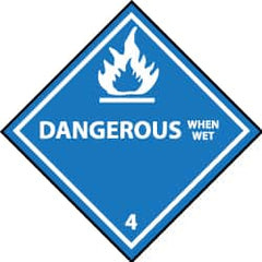 NMC - Dangerous When Wet DOT Shipping Label - 4" High x 4" Wide - Americas Industrial Supply