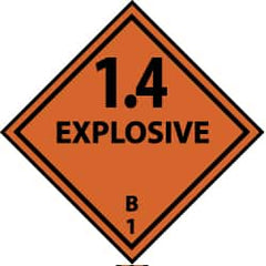 NMC - Accident Prevention Label - Legend: 1.4 Explosive B, English, Black & Orange, 4" Long x 4" High, Sign Muscle Finish - Americas Industrial Supply