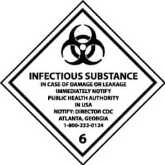 NMC - Infectious Substance - In Case of Damage or Leakage Immediately Notify Public Authority in U.S.A. - Notify: Director... DOT Shipping Label - 4" High x 4" Wide - Americas Industrial Supply
