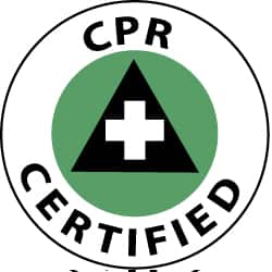NMC - CPR Certified, Hard Hat Label - White & Black on Green, 2" Thick, For Accident Prevention - Americas Industrial Supply