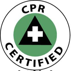 NMC - CPR Certified, Hard Hat Label - White & Black on Green, 2" Thick, For Accident Prevention - Americas Industrial Supply