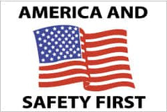 NMC - America and Safety First, Hard Hat Label - Blue & Black on White, Red, 2" Thick, For Accident Prevention - Americas Industrial Supply