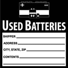 NMC - Hazardous Materials Label - Legend: Used Batteries, English, Black & White, 6" Long x 6" High, Sign Muscle Finish - Americas Industrial Supply