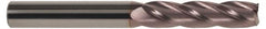 SGS - 3/4", 2-1/4" LOC, 3/4" Shank Diam, 5" OAL, 4 Flute, Solid Carbide Square End Mill - Single End, TiCN Finish, Spiral Flute, 30° Helix, Centercutting, Right Hand Cut, Right Hand Flute, Series 1L - Americas Industrial Supply