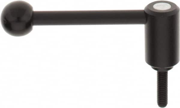 KIPP - 5/16-18, 0.94" Hub Diam, Steel Threaded Stud Adjustable Tension Lever with 0° Handle - 1.18" Stud Length, 3.62" OAL, 1.46" High - Americas Industrial Supply
