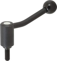 KIPP - 3/8-16, 0.94" Hub Diam, Steel Threaded Stud Adjustable Tension Lever with 20° Handle - 0.98" Stud Length, 3.46" OAL, 2.3" High - Americas Industrial Supply