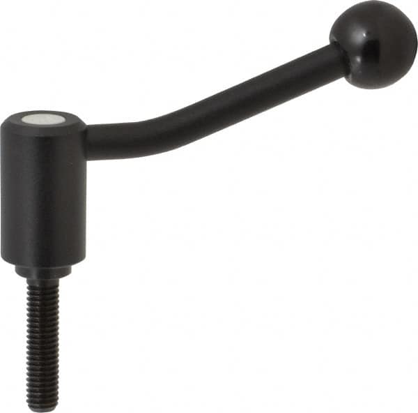 KIPP - 3/8-16, 0.94" Hub Diam, Steel Threaded Stud Adjustable Tension Lever with 20° Handle - 1.57" Stud Length, 3.46" OAL, 2.3" High - Americas Industrial Supply