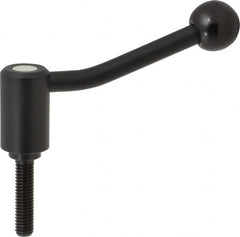 KIPP - 3/8-16, 0.94" Hub Diam, Steel Threaded Stud Adjustable Tension Lever with 20° Handle - 1.57" Stud Length, 3.46" OAL, 2.3" High - Americas Industrial Supply