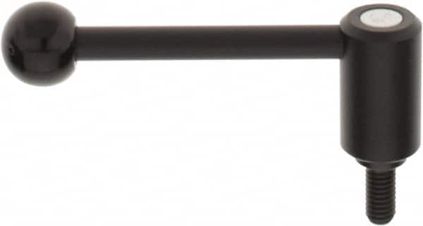 KIPP - 3/8-16, 0.94" Hub Diam, Steel Threaded Stud Adjustable Tension Lever with 0° Handle - 0.78" Stud Length, 3.62" OAL, 1.46" High - Americas Industrial Supply