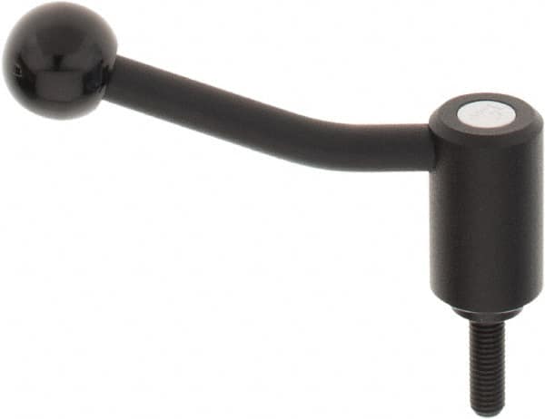 KIPP - M8 x 1.25, 0.94" Hub Diam, Steel Threaded Stud Adjustable Tension Lever with 20° Handle - 0.98" Stud Length, 3.46" OAL, 2.3" High - Americas Industrial Supply