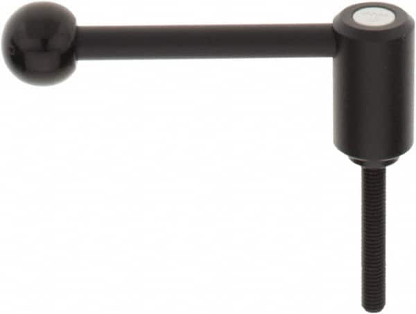 KIPP - M8 x 1.25, 0.94" Hub Diam, Steel Threaded Stud Adjustable Tension Lever with 0° Handle - 1.97" Stud Length, 3.62" OAL, 1.46" High - Americas Industrial Supply