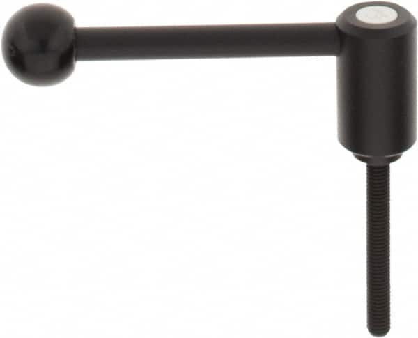 KIPP - M8 x 1.25, 0.94" Hub Diam, Steel Threaded Stud Adjustable Tension Lever with 0° Handle - 2.36" Stud Length, 3.62" OAL, 1.46" High - Americas Industrial Supply