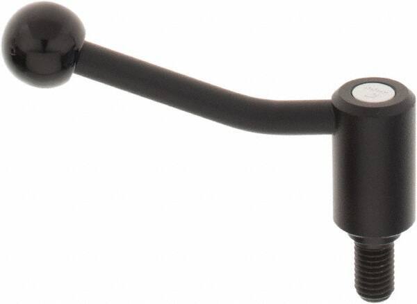 KIPP - M12 x 1.75, 0.94" Hub Diam, Steel Threaded Stud Adjustable Tension Lever with 20° Handle - 0.78" Stud Length, 3.46" OAL, 2.3" High - Americas Industrial Supply