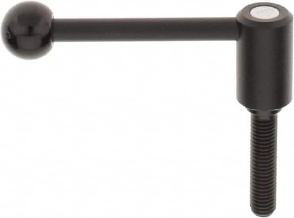 KIPP - M12 x 1.75, 0.94" Hub Diam, Steel Threaded Stud Adjustable Tension Lever with 0° Handle - 1.97" Stud Length, 3.62" OAL, 1.46" High - Americas Industrial Supply