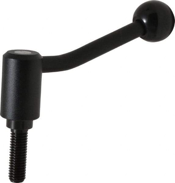 KIPP - 1/2-13, 1.1" Hub Diam, Steel Threaded Stud Adjustable Tension Lever with 20° Handle - 1.57" Stud Length, 4.17" OAL, 2.7" High - Americas Industrial Supply
