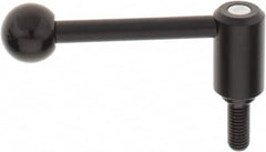 KIPP - 1/2-13, 1.1" Hub Diam, Steel Threaded Stud Adjustable Tension Lever with 0° Handle - 1.18" Stud Length, 4.37" OAL, 1.65" High - Americas Industrial Supply