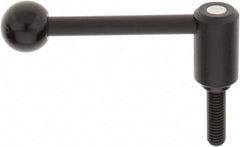 KIPP - 1/2-13, 1.1" Hub Diam, Steel Threaded Stud Adjustable Tension Lever with 0° Handle - 1.57" Stud Length, 4.37" OAL, 1.65" High - Americas Industrial Supply